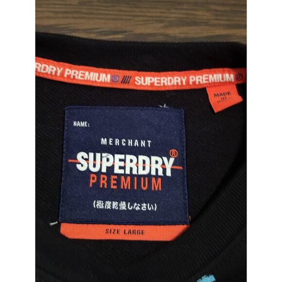 Superdry Mens Aoe All Over Embroidered Black crew sweatshirt Crew Neck Medium - Picture 4 of 9